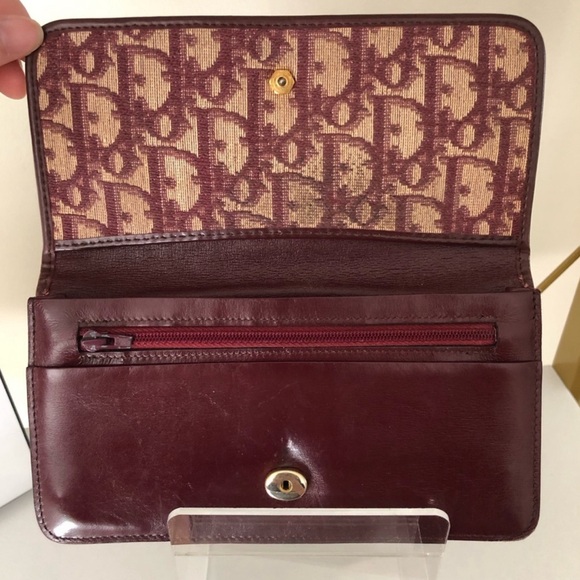 Dior Vintage Trotter Burgundy Clutch w Unbranded Chain - Picture 5 of 11